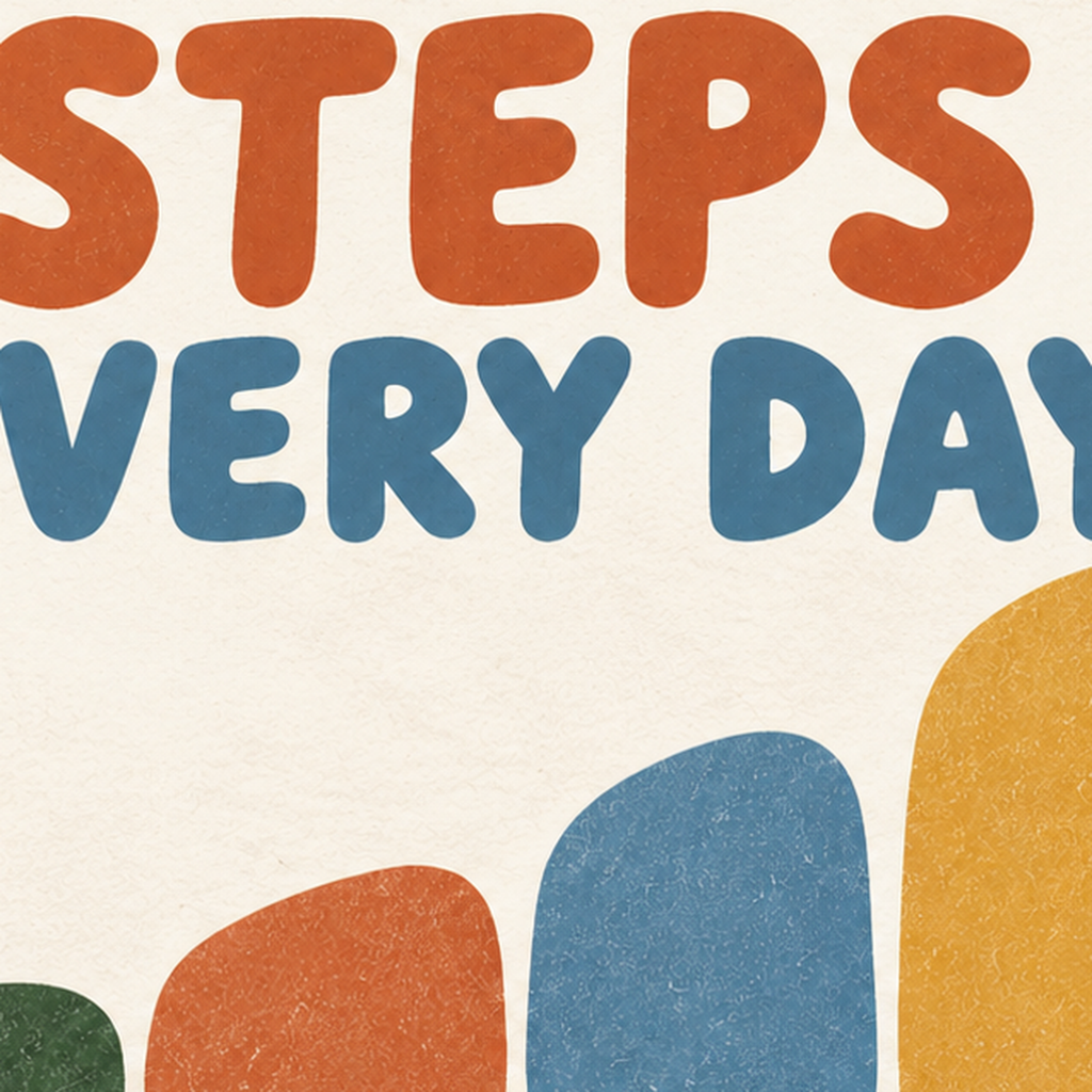 Small Steps Every Day - Minimal Dijital İlham Poster — baskının yakın çekimi, kâğıt dokusu ve renk detayı