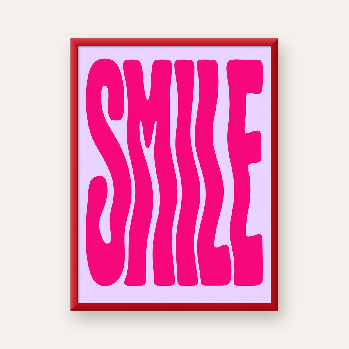 SMILE Dalgalı Tipografi Poster – Modern ve Sade Tasarım — kırmızı çerçeveli