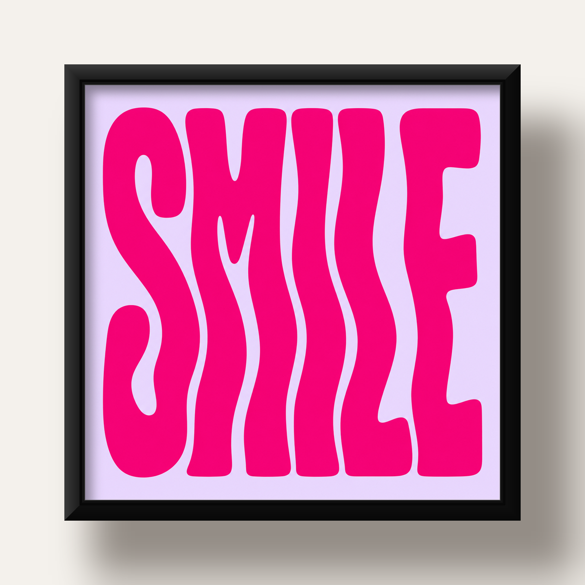 SMILE Dalgalı Tipografi Poster – Modern ve Sade Tasarım — siyah derin çerçeveli