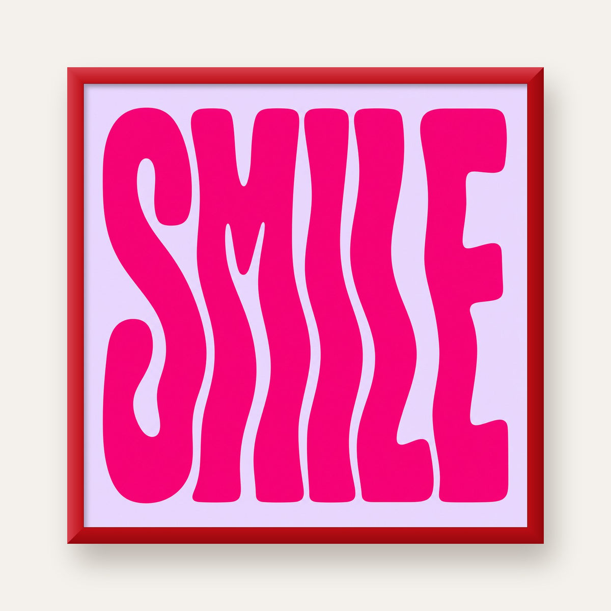 SMILE Dalgalı Tipografi Poster – Modern ve Sade Tasarım — kırmızı çerçeveli