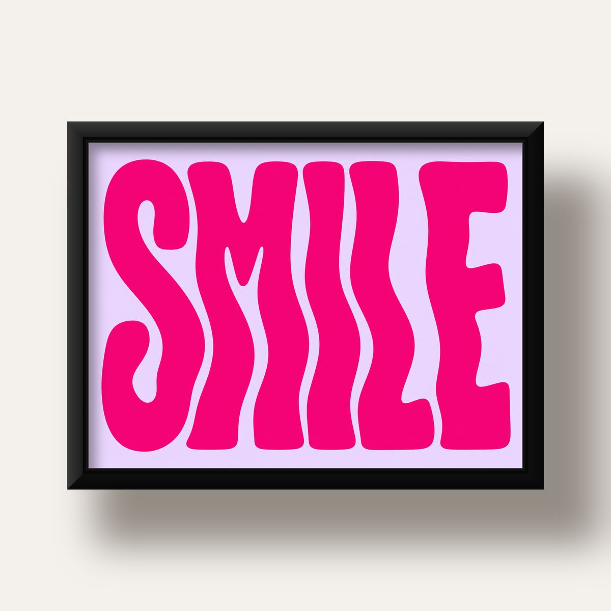 SMILE Dalgalı Tipografi Poster – Modern ve Sade Tasarım — siyah derin çerçeveli