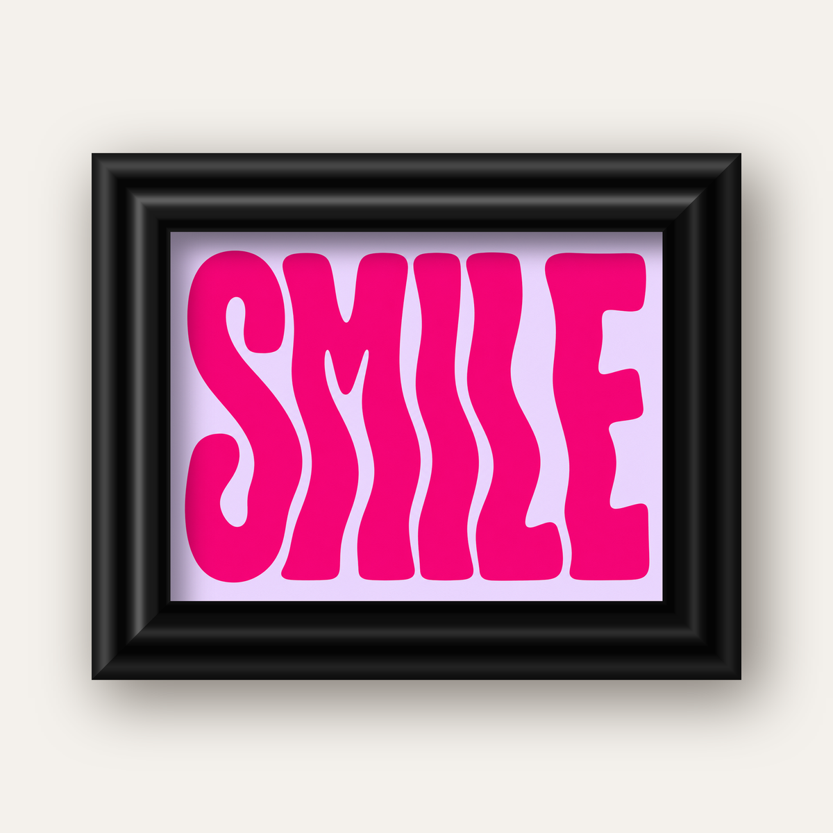 SMILE Dalgalı Tipografi Poster – Modern ve Sade Tasarım — siyah galeri çerçeveli