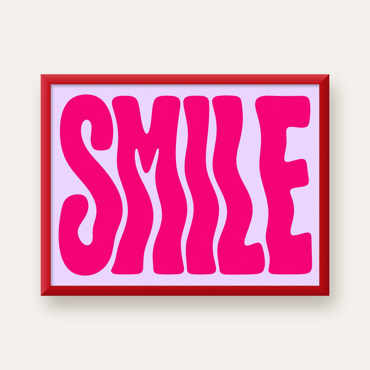 SMILE Dalgalı Tipografi Poster – Modern ve Sade Tasarım — kırmızı çerçeveli