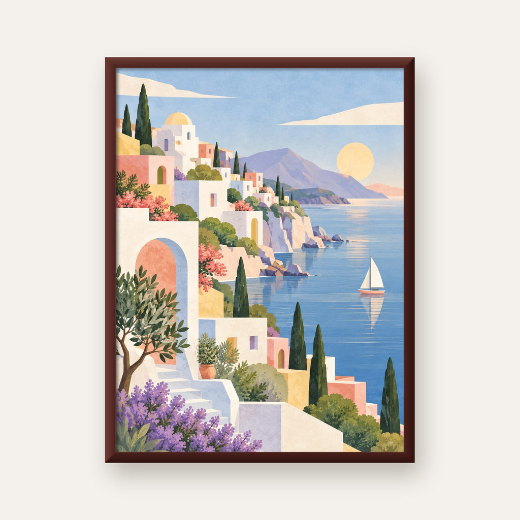 Soft Akdeniz Sahil Kasabası — ceviz çerçeveli