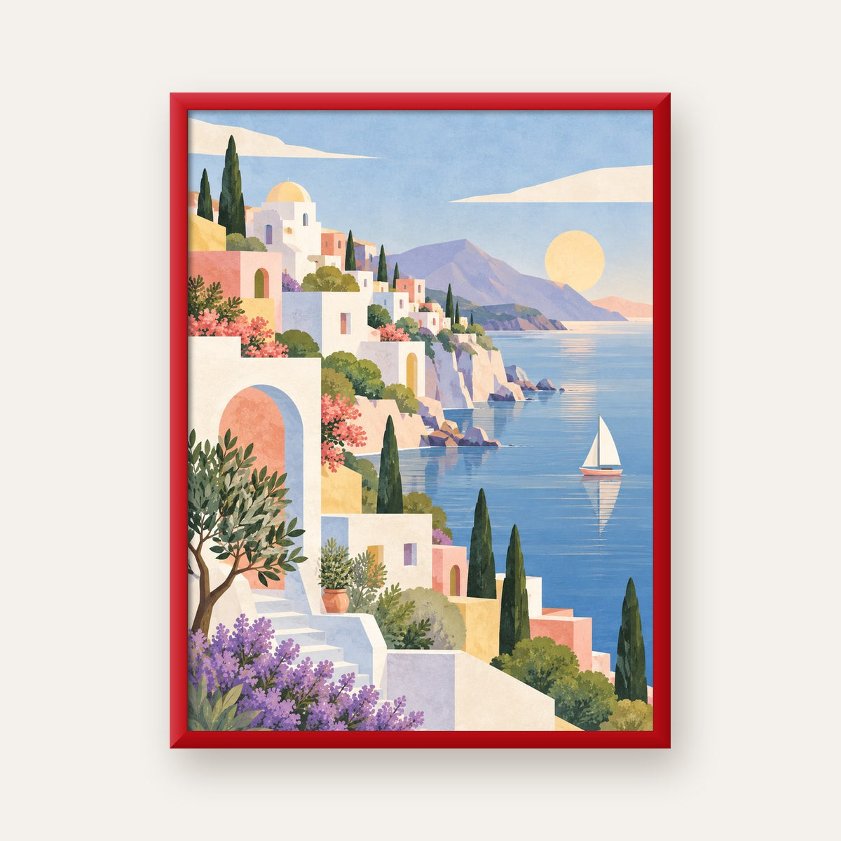Soft Akdeniz Sahil Kasabası — kırmızı çerçeveli