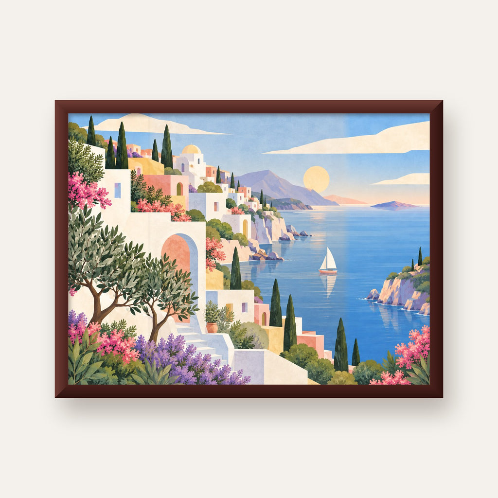 Soft Akdeniz Sahil Kasabası — ceviz çerçeveli