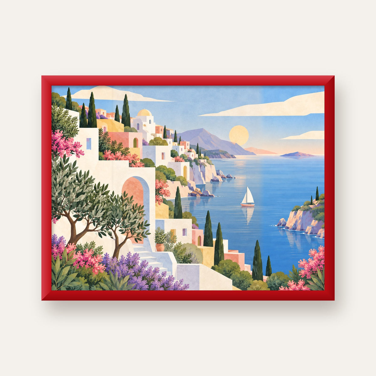 Soft Akdeniz Sahil Kasabası — kırmızı çerçeveli