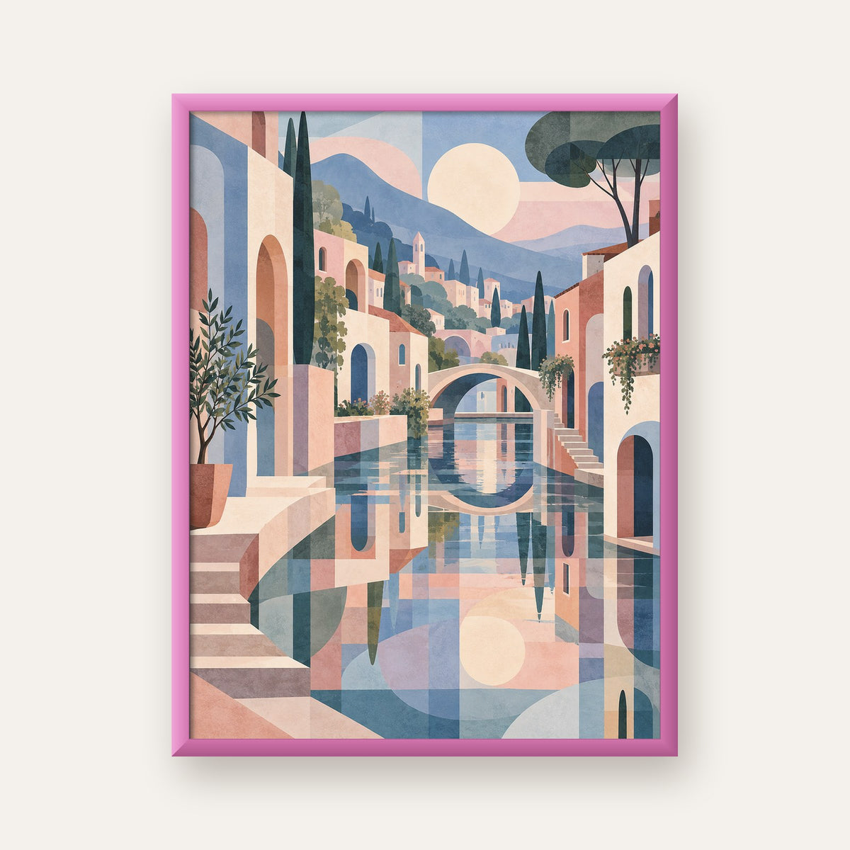 Soft Soyut Kanal Kasabası — pembe çerçeveli