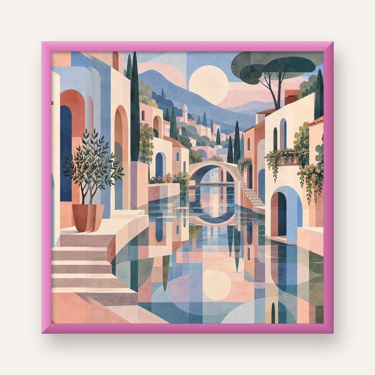 Soft Soyut Kanal Kasabası — pembe çerçeveli