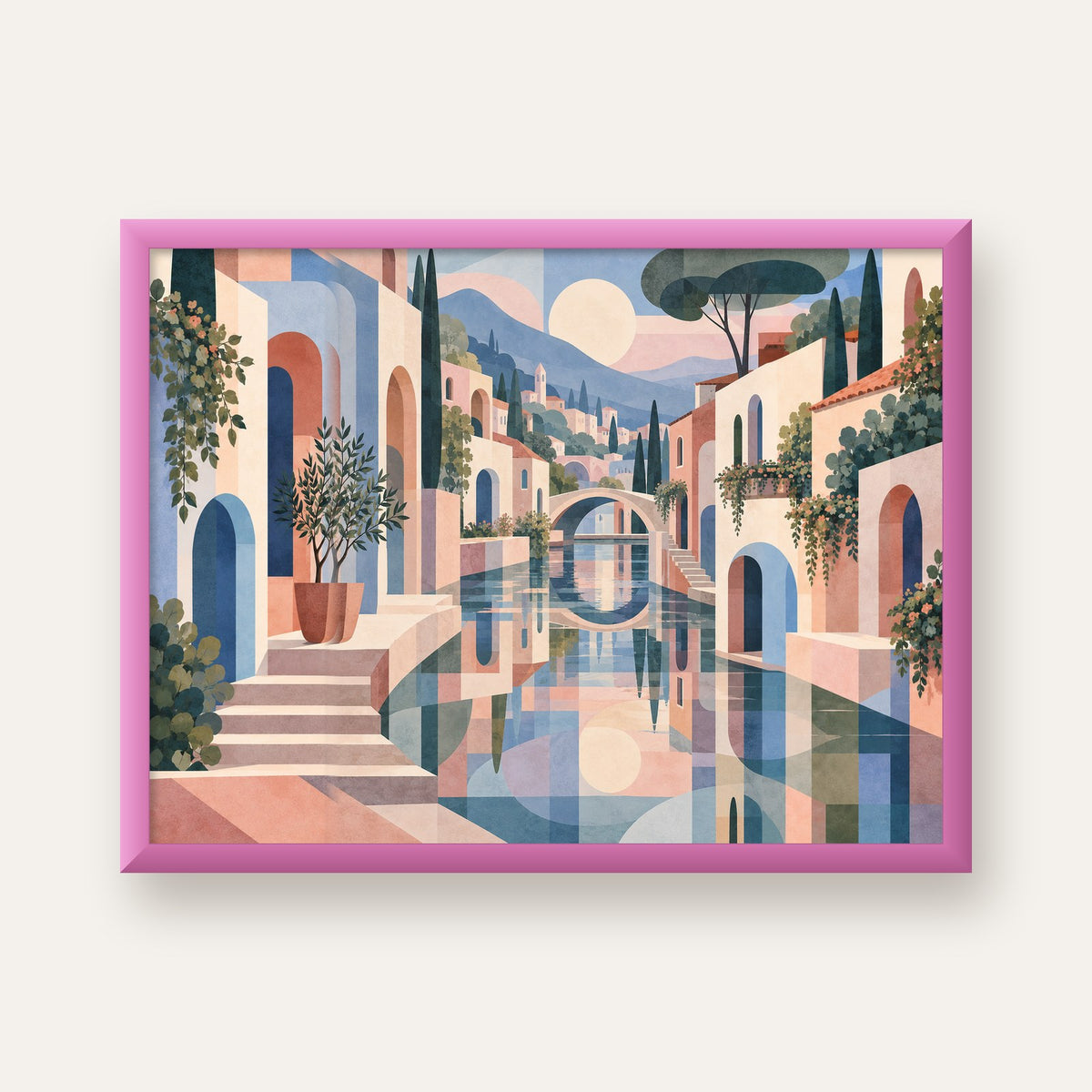 Soft Soyut Kanal Kasabası — pembe çerçeveli