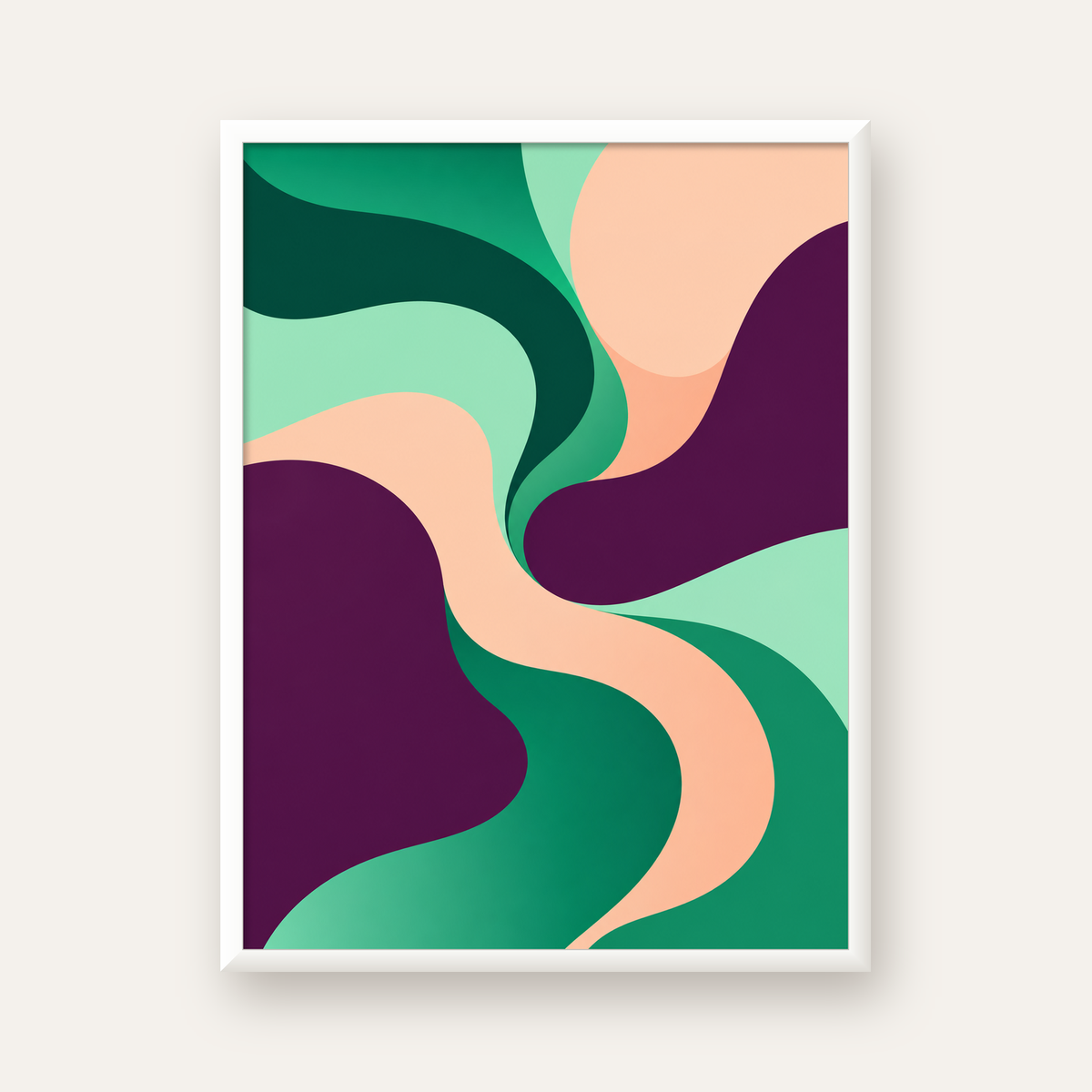 Soyut Dalgalar – Modern Organik Formlar Poster — beyaz çerçeveli dikey poster