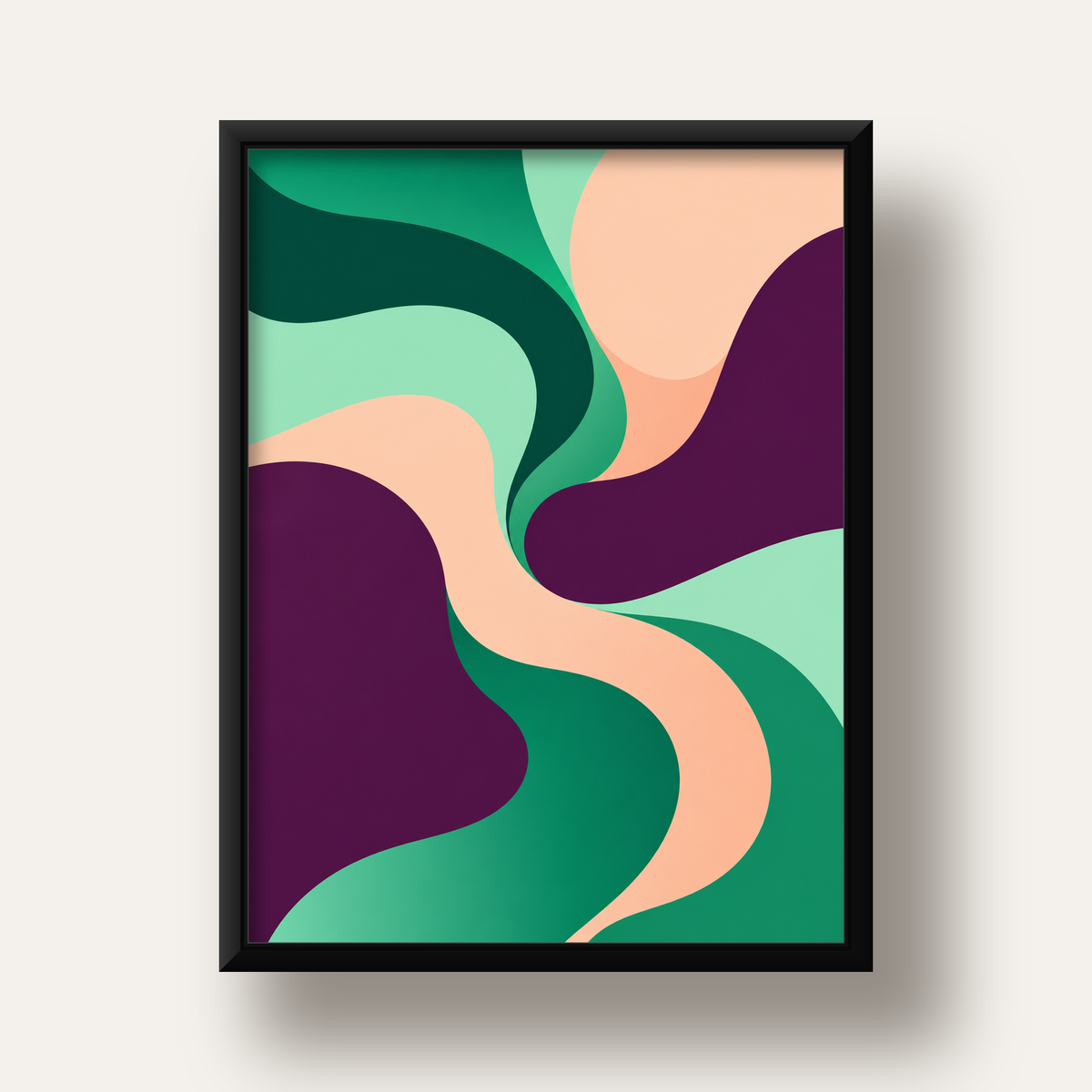 Soyut Dalgalar – Modern Organik Formlar Poster — siyah derin çerçeveli