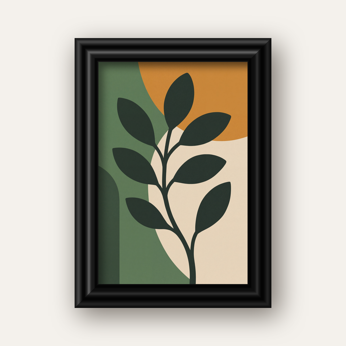 Soyut Bitki İllüstrasyonu Poster – Geometrik Minimal Sanat Baskı — siyah galeri çerçeveli