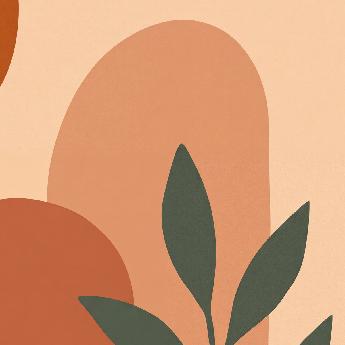 Soyut Bitki ve Şekiller Poster – Modern Minimal Sanat Baskısı — baskının yakın çekimi, kâğıt dokusu ve renk detayı