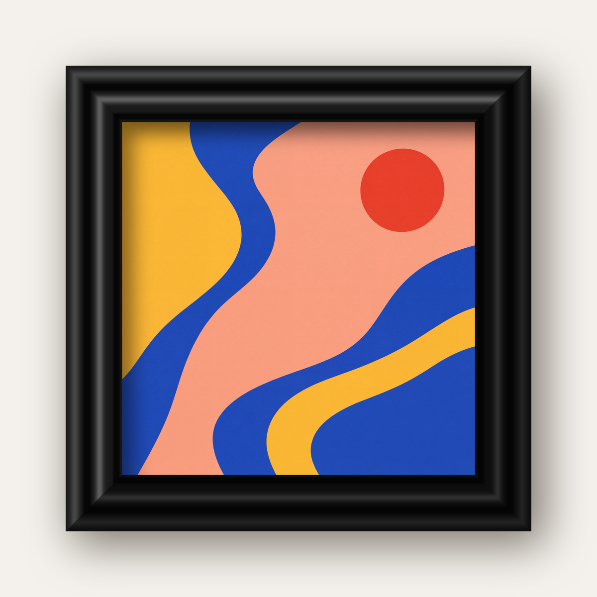Soyut Dalga Desenli Minimal Dijital Poster - Modern Duvar Sanatı — siyah galeri çerçeveli