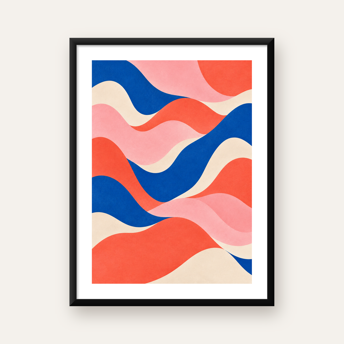 Dalga Formlu Soyut Renkli Poster – Modern Duvar Sanatı — Dikey baskı, beyaz kenar boşluklu