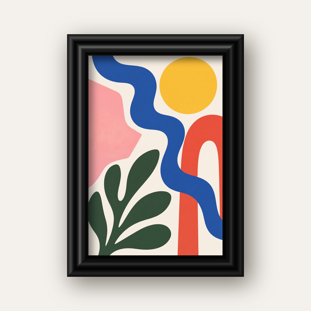 Soyut Doğa Kompozisyonu – Minimal Renkli Poster Baskı — siyah galeri çerçeveli