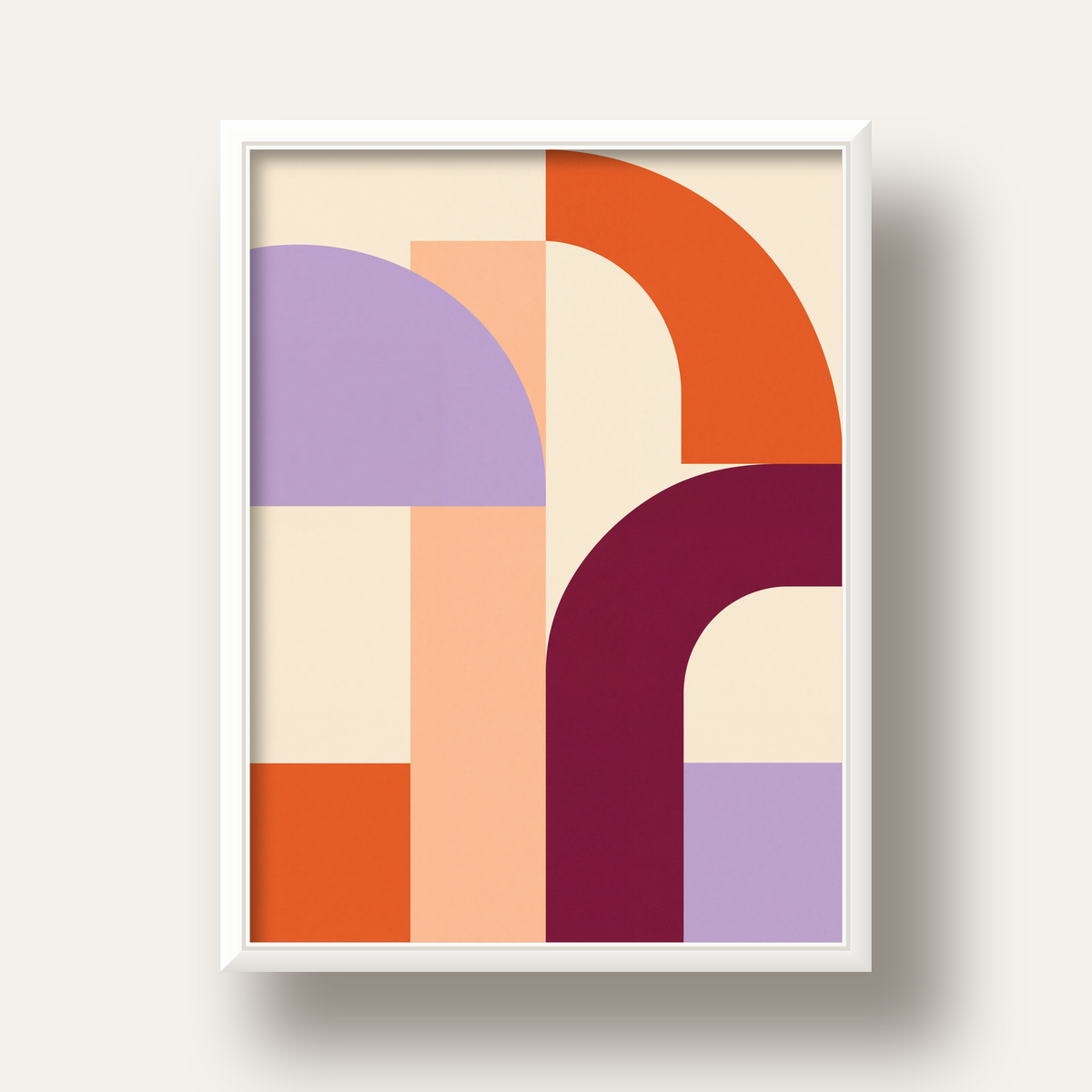 Soyut Geometrik Modern Poster – Minimal Sanat Baskısı — beyaz derin çerçeveli