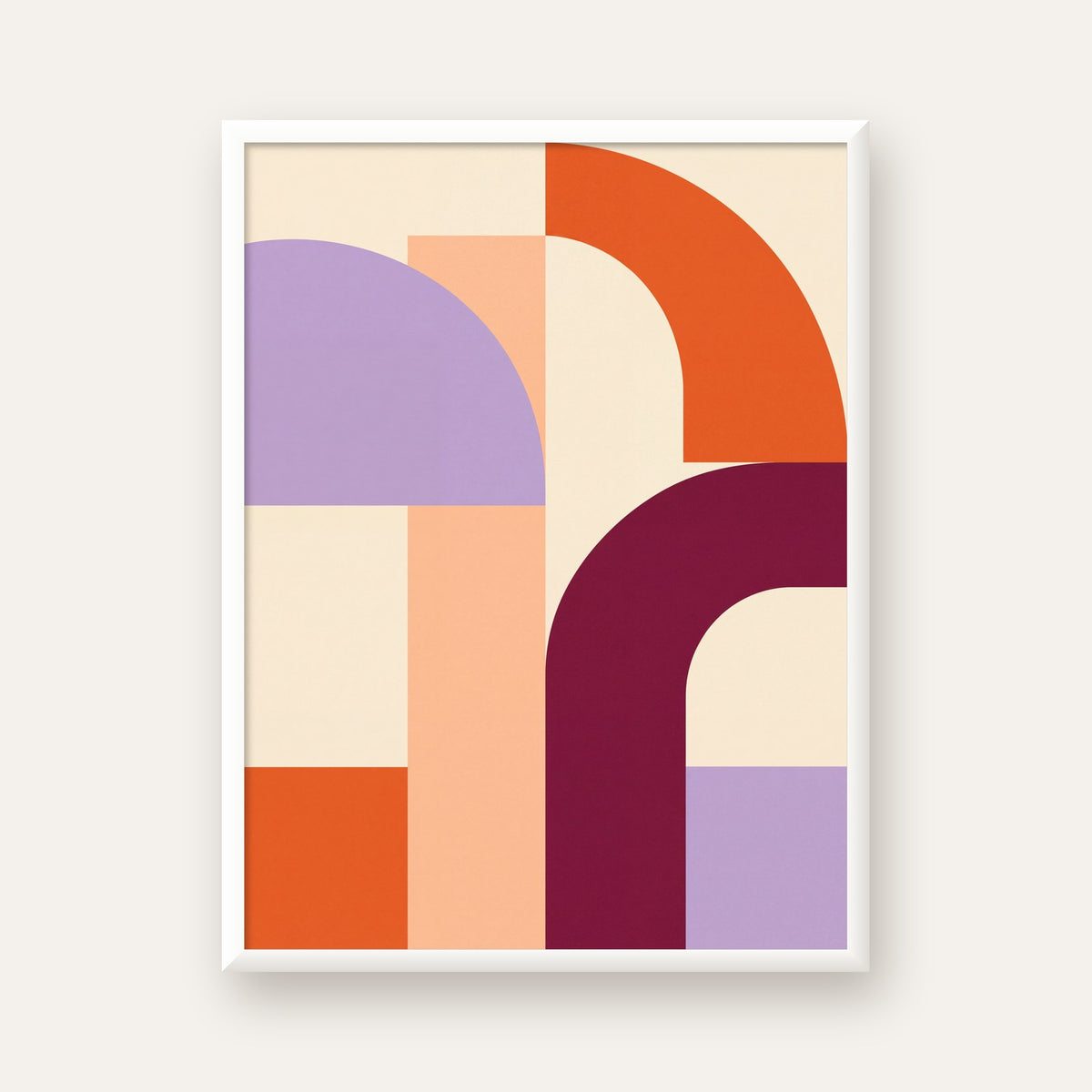 Soyut Geometrik Modern Poster – Minimal Sanat Baskısı — beyaz çerçeveli dikey poster