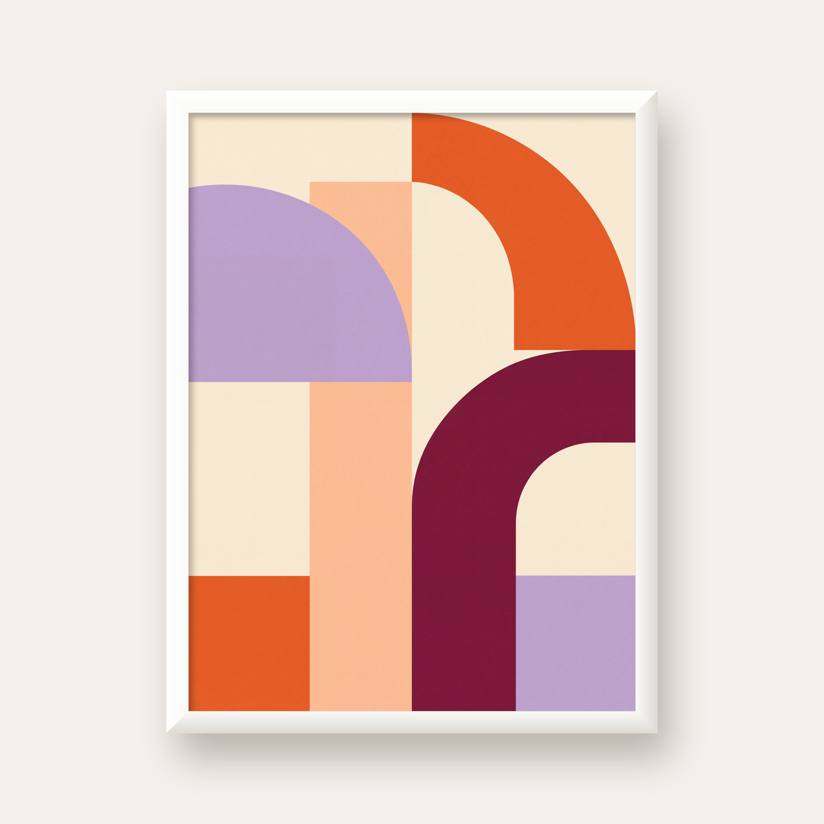 Soyut Geometrik Modern Poster – Minimal Sanat Baskısı — beyaz çerçeveli dikey poster