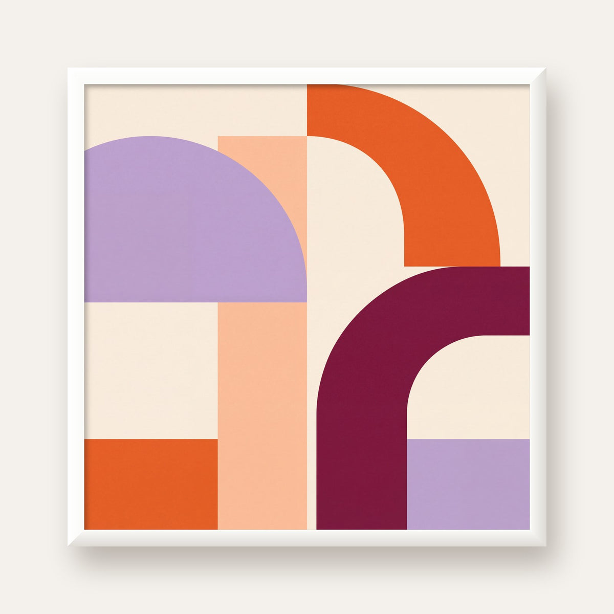 Soyut Geometrik Modern Poster – Minimal Sanat Baskısı — beyaz çerçeveli kare poster