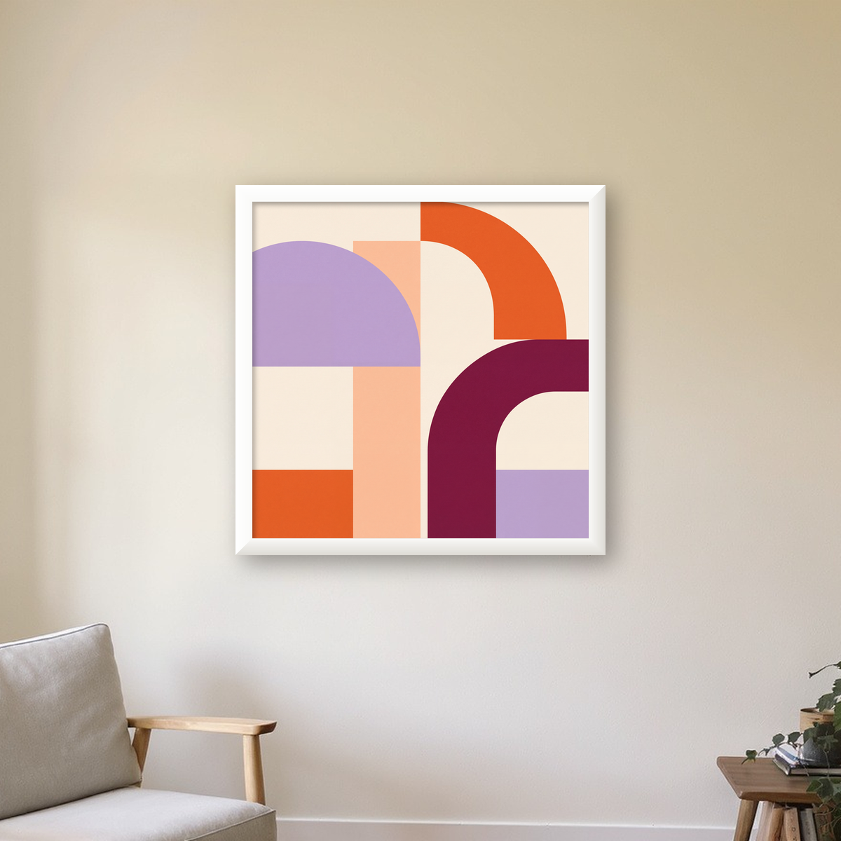 Soyut Geometrik Modern Poster – Minimal Sanat Baskısı — beyaz çerçeveli kare poster
