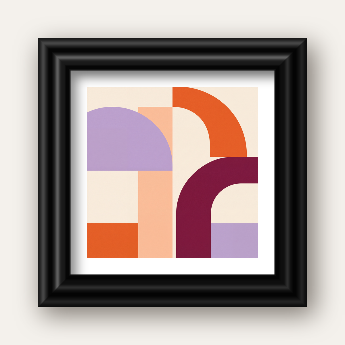 Soyut Geometrik Modern Poster – Minimal Sanat Baskısı — siyah galeri çerçeveli paspartulu