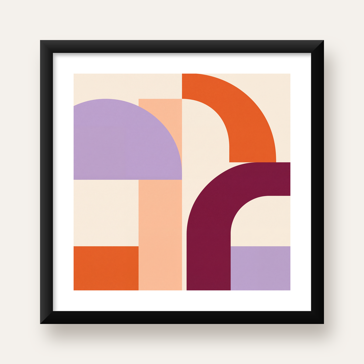 Soyut Geometrik Modern Poster – Minimal Sanat Baskısı — Kare baskı, beyaz paspartulu