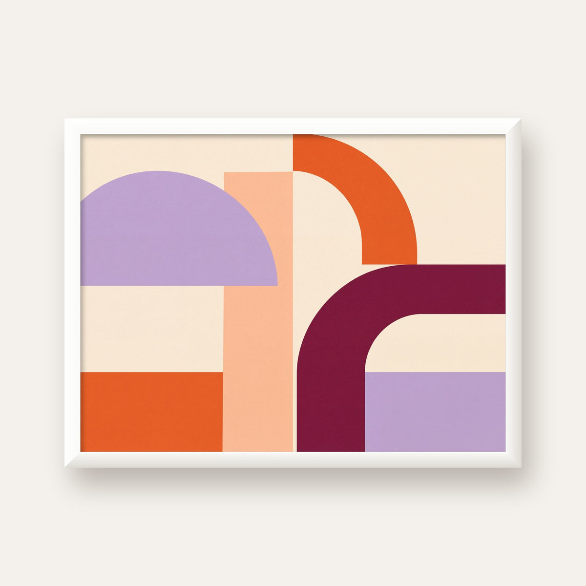 Soyut Geometrik Modern Poster – Minimal Sanat Baskısı — beyaz çerçeveli yatay poster