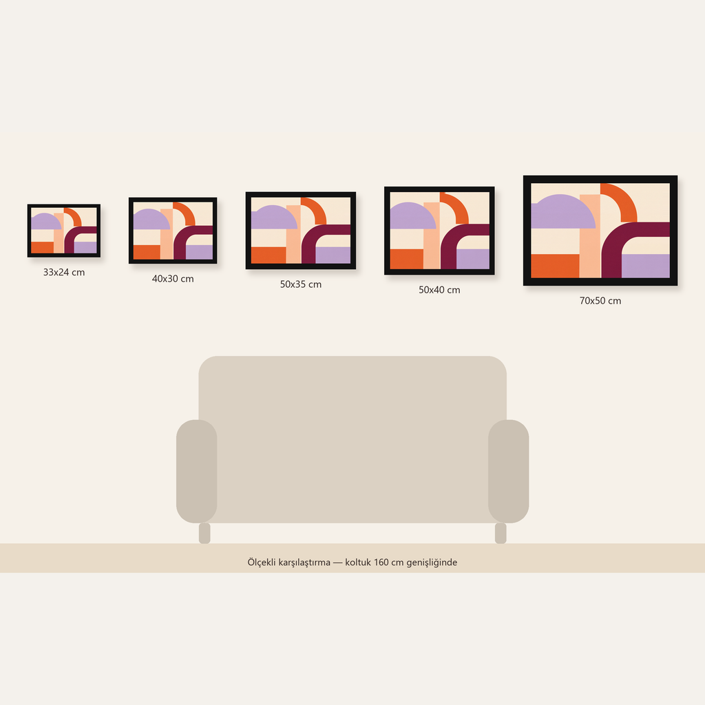 Soyut Geometrik Modern Poster – Minimal Sanat Baskısı — Yatay ölçülerinin karşılaştırması