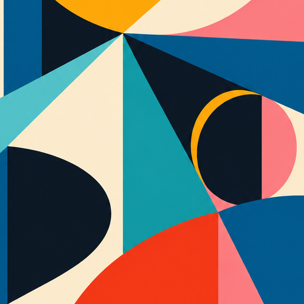 Soyut Geometrik Canlı Renkli Modern Poster Duvar Dekoru — baskının yakın çekimi, kâğıt dokusu ve renk detayı