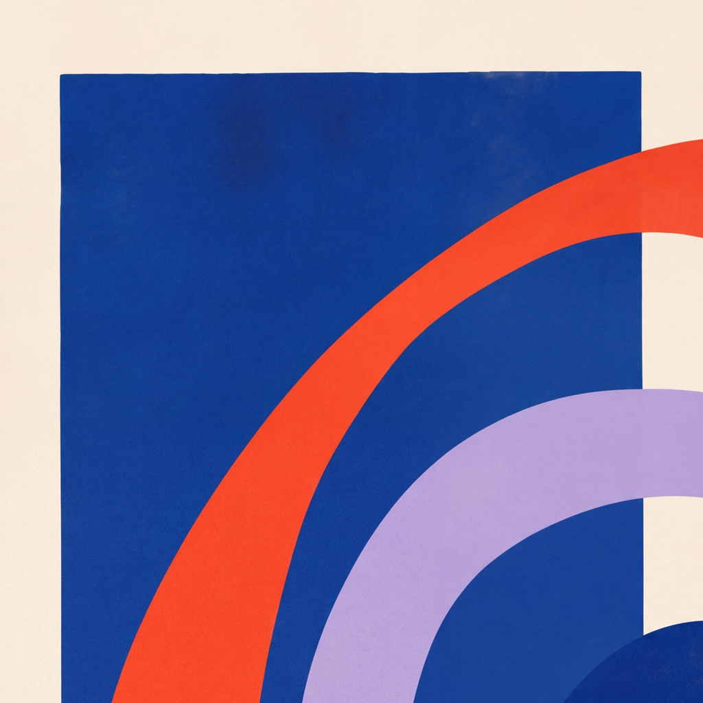 Soyut Geometrik Şekiller Poster – Modern Dijital Baskı — baskının yakın çekimi, kâğıt dokusu ve renk detayı