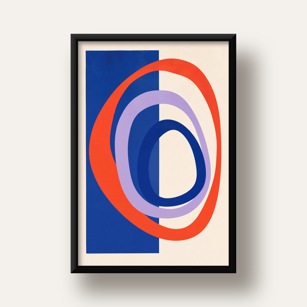Soyut Geometrik Şekiller Poster – Modern Dijital Baskı — siyah derin çerçeveli