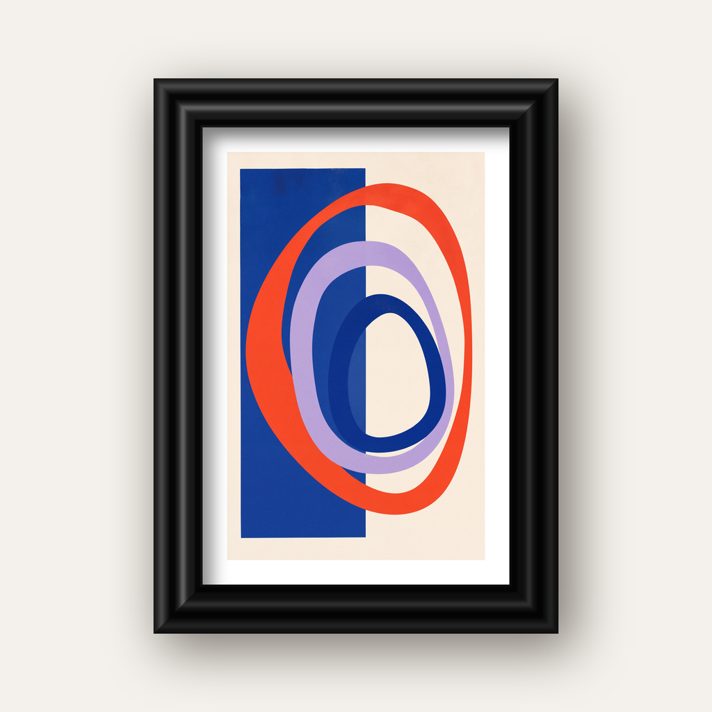 Soyut Geometrik Şekiller Poster – Modern Dijital Baskı — siyah galeri çerçeveli paspartulu