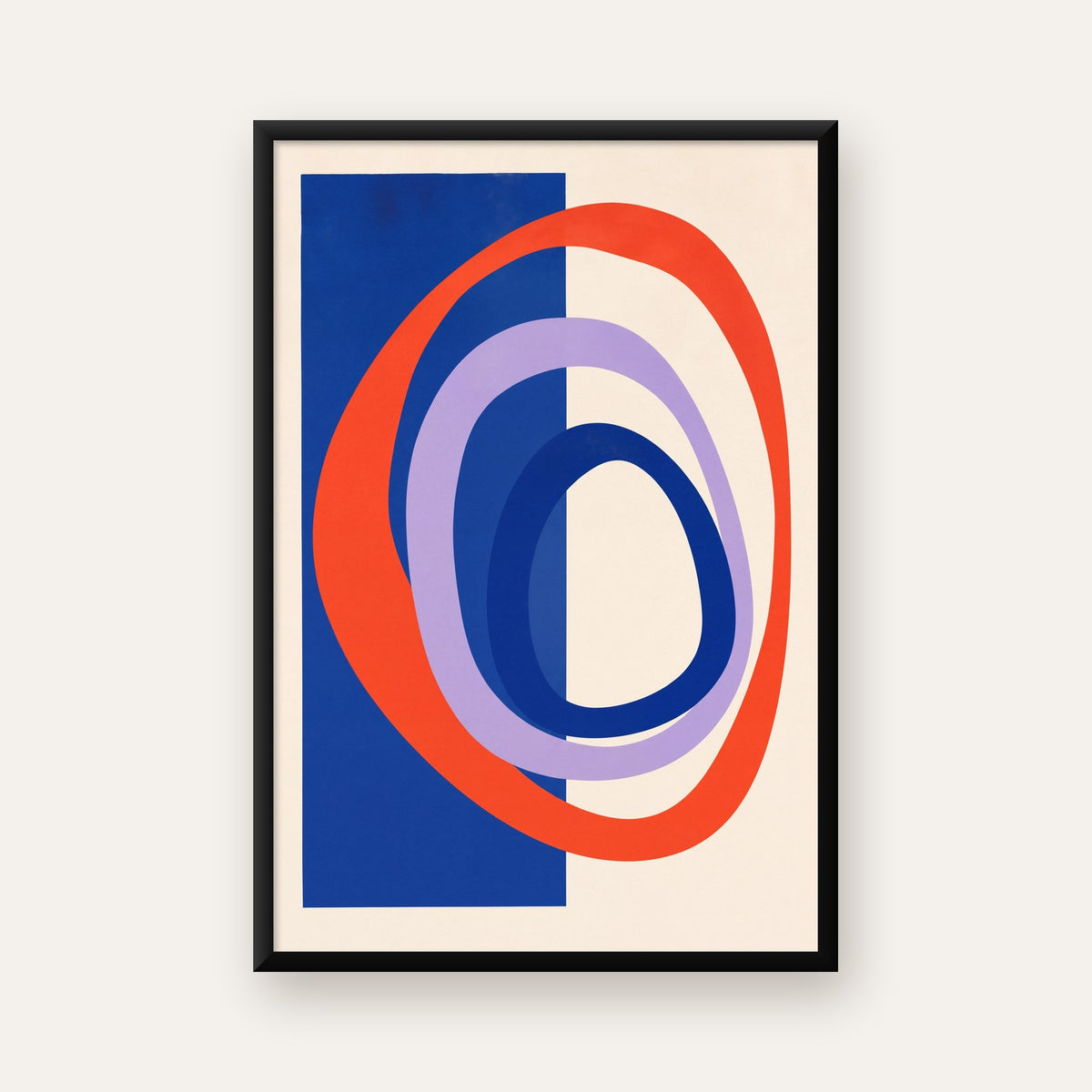 Soyut Geometrik Şekiller Poster – Modern Dijital Baskı — ceviz çerçeveli