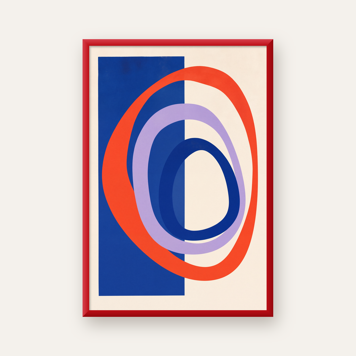Soyut Geometrik Şekiller Poster – Modern Dijital Baskı — kırmızı çerçeveli
