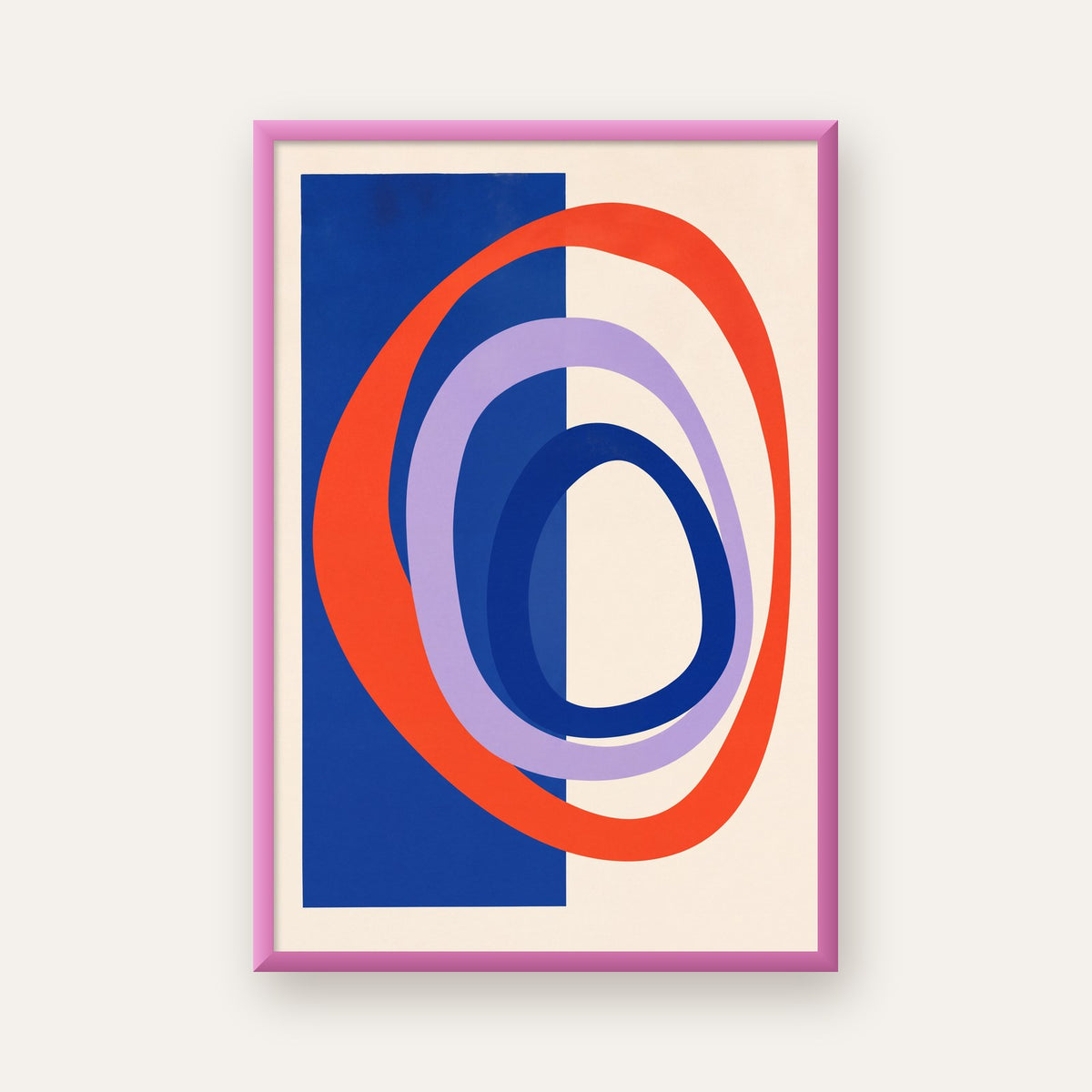 Soyut Geometrik Şekiller Poster – Modern Dijital Baskı — pembe çerçeveli