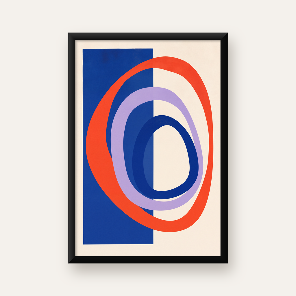 Soyut Geometrik Şekiller Poster – Modern Dijital Baskı — düz siyah çerçeveli duvar posteri