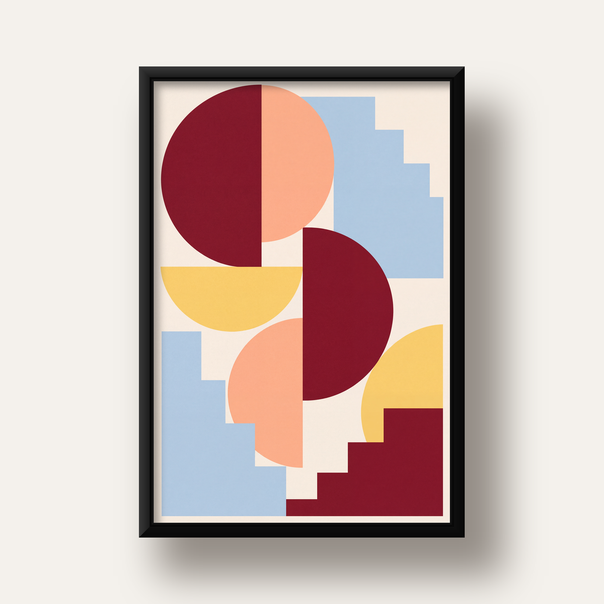 Soyut Geometrik Şekiller Dijital Poster | Modern Sanat Baskısı — siyah derin çerçeveli