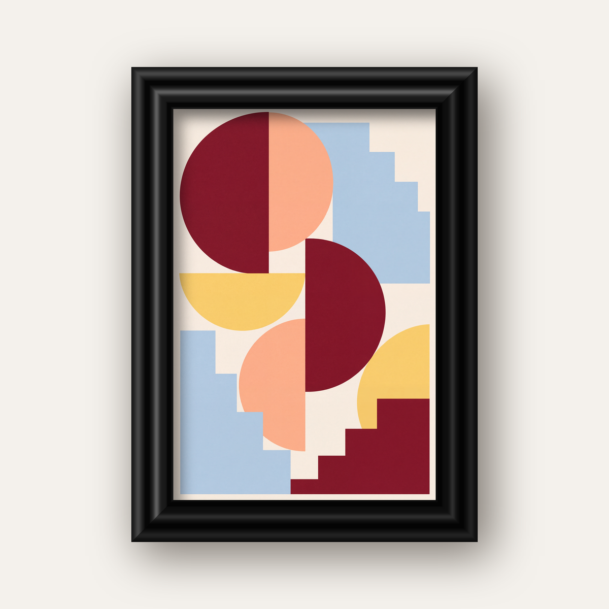 Soyut Geometrik Şekiller Dijital Poster | Modern Sanat Baskısı — siyah galeri çerçeveli