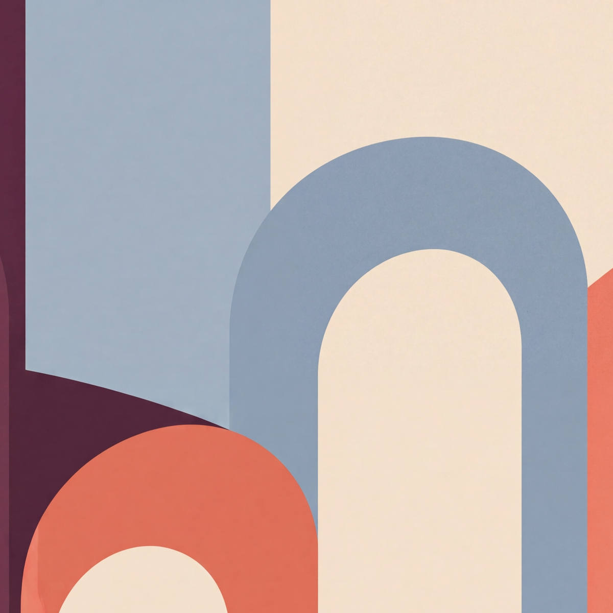 Soyut Kemerli Mimari – Minimalist Sanat Poster Baskısı — baskının yakın çekimi, kâğıt dokusu ve renk detayı