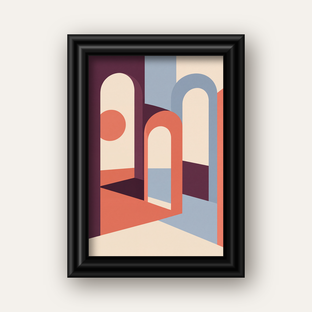 Soyut Kemerli Mimari – Minimalist Sanat Poster Baskısı — siyah galeri çerçeveli