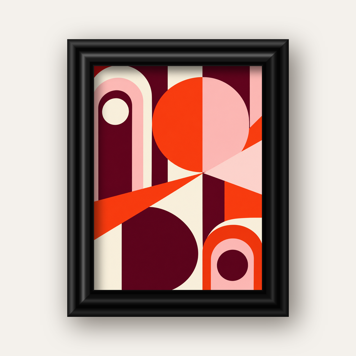 Soyut Geometrik Modern Poster – Canlı Renkli Minimal Tasarım — siyah galeri çerçeveli