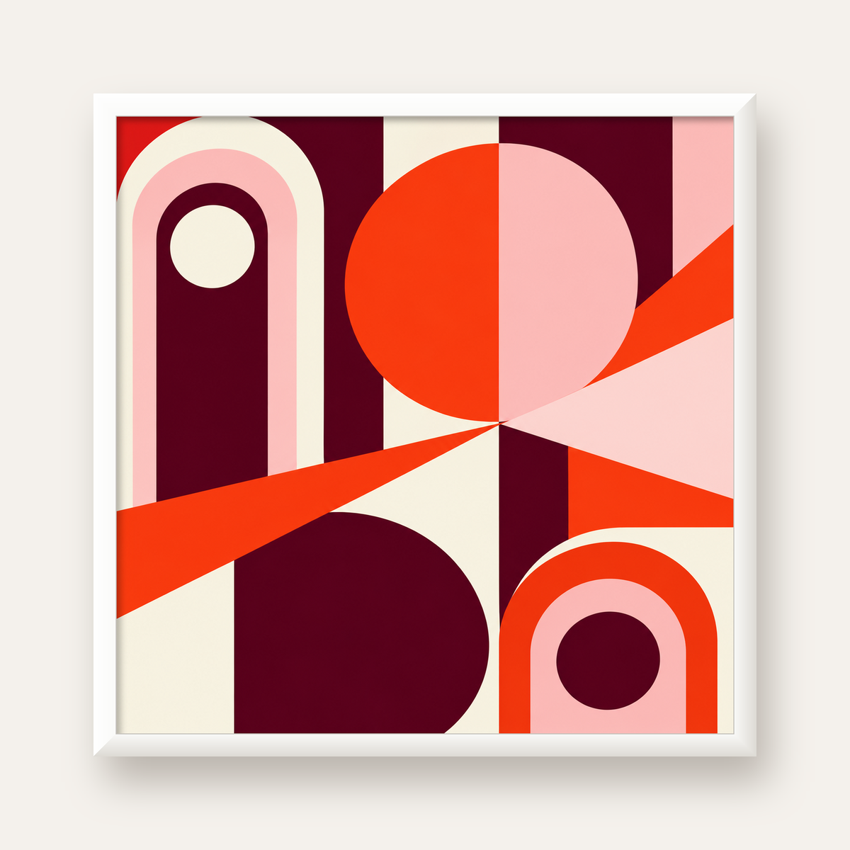 Soyut Geometrik Modern Poster – Canlı Renkli Minimal Tasarım — beyaz çerçeveli kare poster