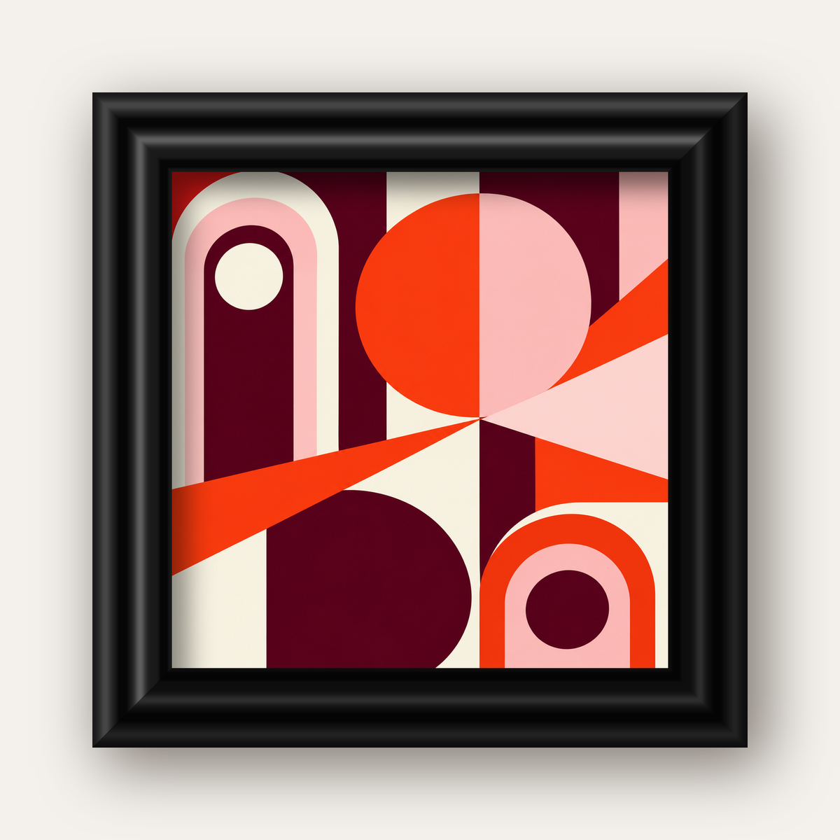 Soyut Geometrik Modern Poster – Canlı Renkli Minimal Tasarım — siyah galeri çerçeveli
