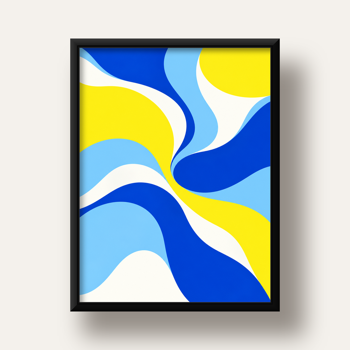 Soyut Dalga Deseni Poster – Renkli Modern Duvar Sanatı — siyah derin çerçeveli