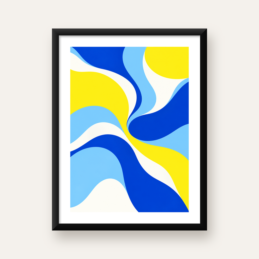 Soyut Dalga Deseni Poster – Renkli Modern Duvar Sanatı — Dikey baskı, beyaz paspartulu