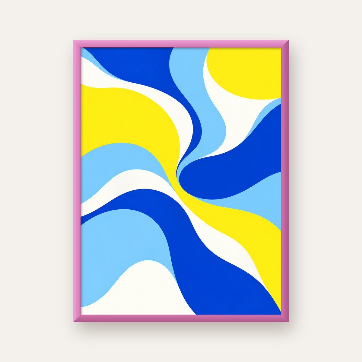 Soyut Dalga Deseni Poster – Renkli Modern Duvar Sanatı — pembe çerçeveli
