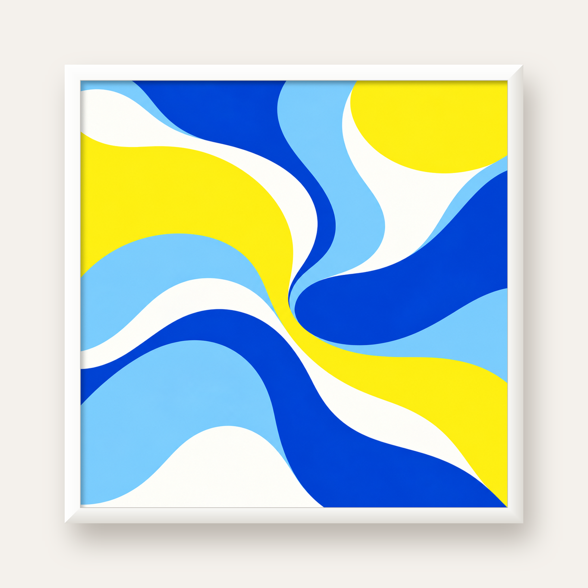Soyut Dalga Deseni Poster – Renkli Modern Duvar Sanatı — beyaz çerçeveli kare poster