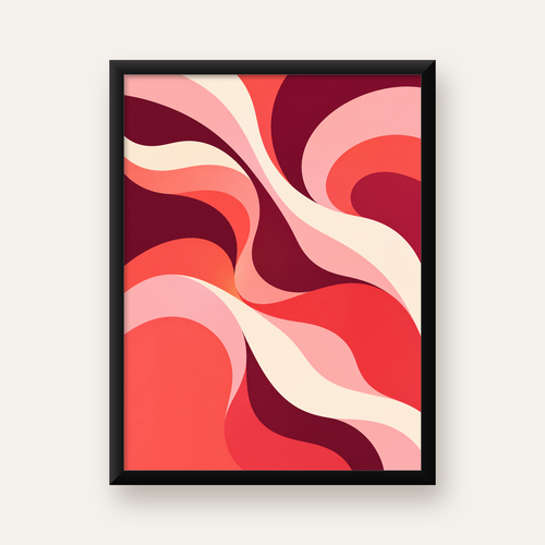 Kırmızı Soyut Dalgalar – Modern Akışkan Sanat Poster